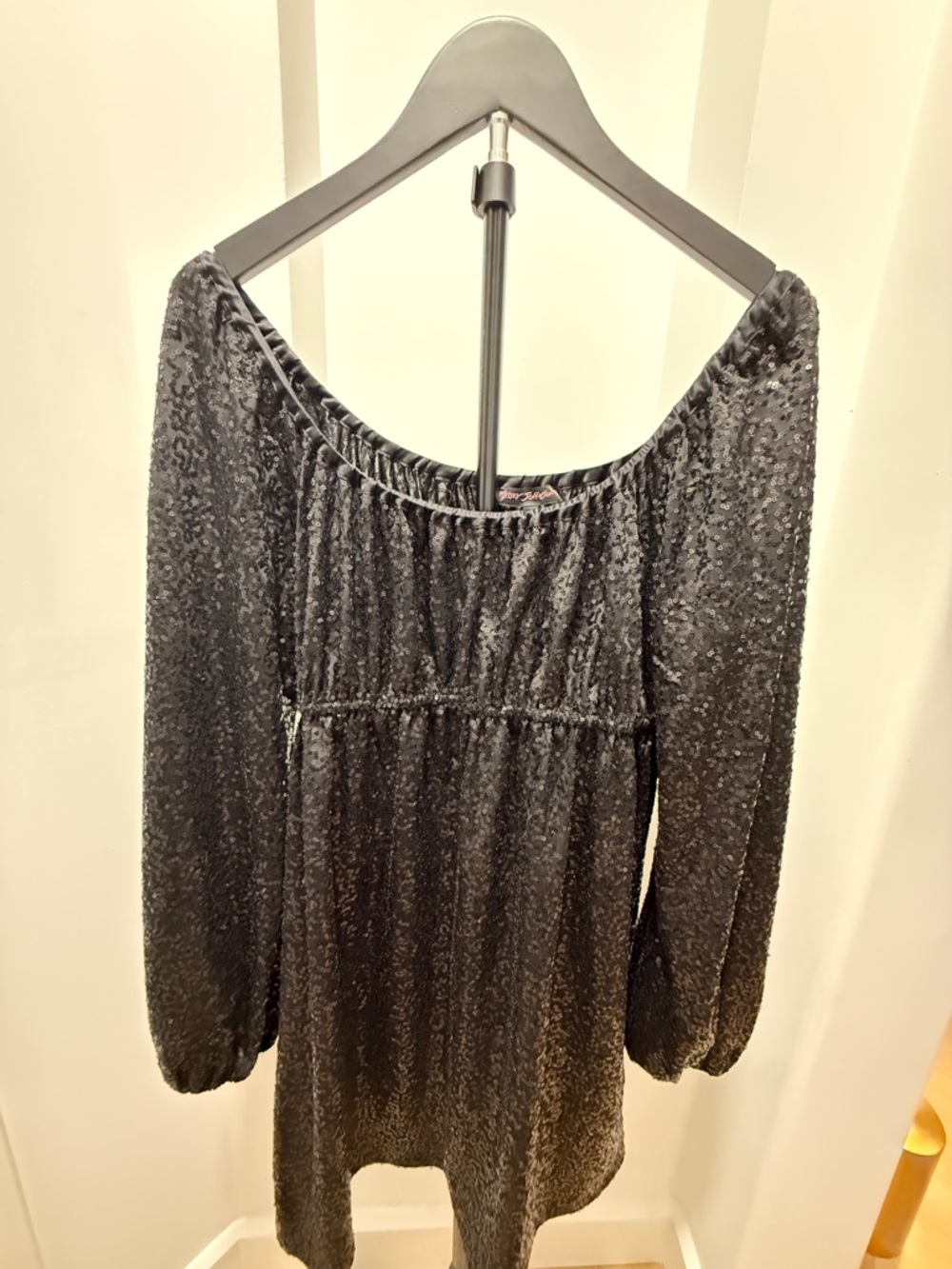 Betsey Johnson Black Sequin Empire-Waist Party Dress